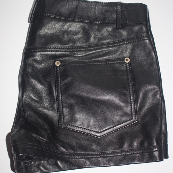 SAINT LAURENT Leather Shorts In Black - Picture 5 of 9